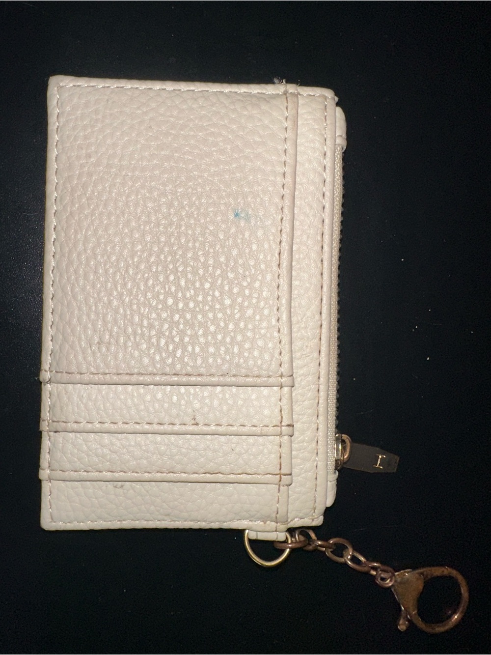 H by Halston Cream Leather Card Holder with Gold Keychain - Picture 3 of 7
